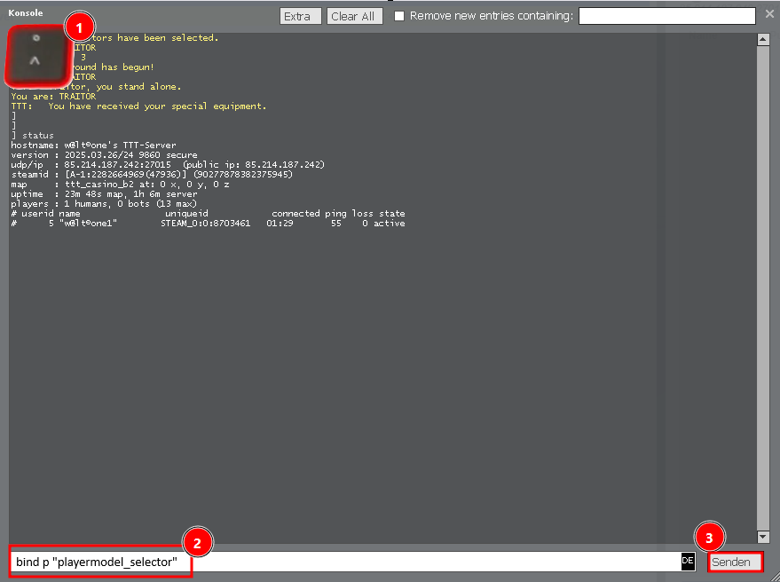 Playermodel-Menü öffnen