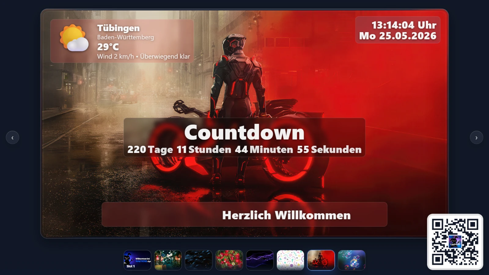 WALTRONE Display-Vorschau mit Playlist und aufmerksamkeitsstarkem Motiv