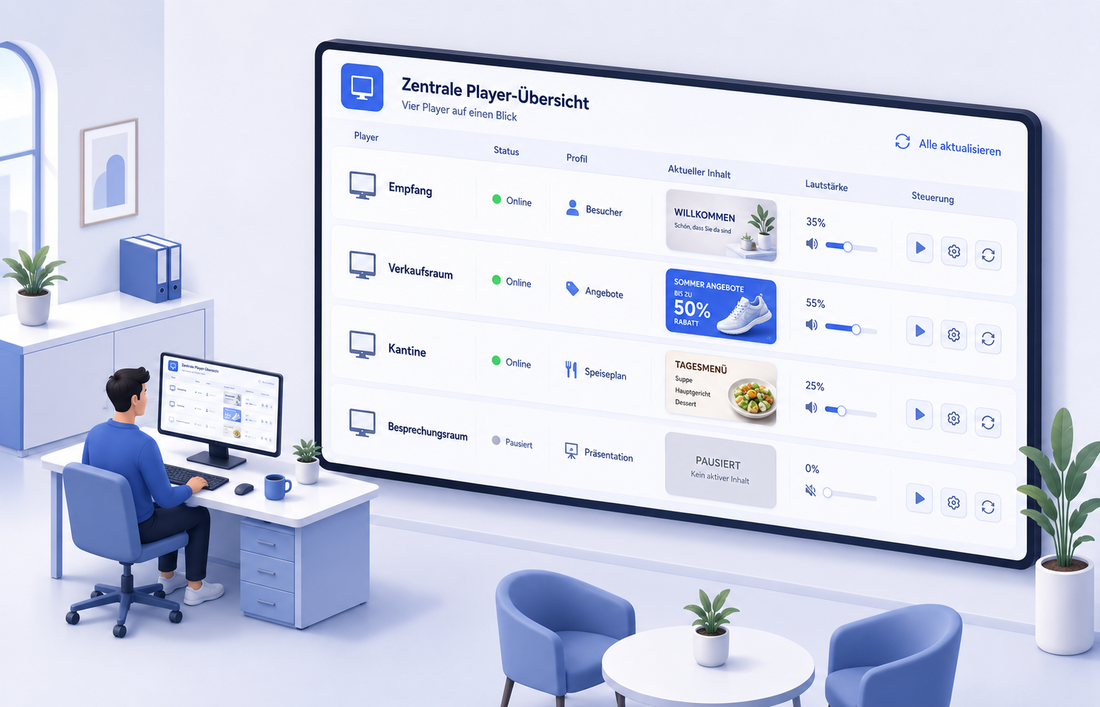 Zentrale Player-Übersicht – WALTRONE Signage Suite